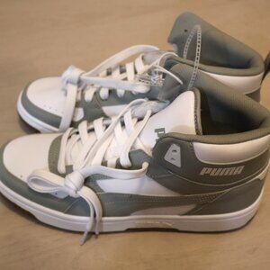 NWT Puma Rebound Joy Mid Sneakers White & Grey High Top Men's 9.5